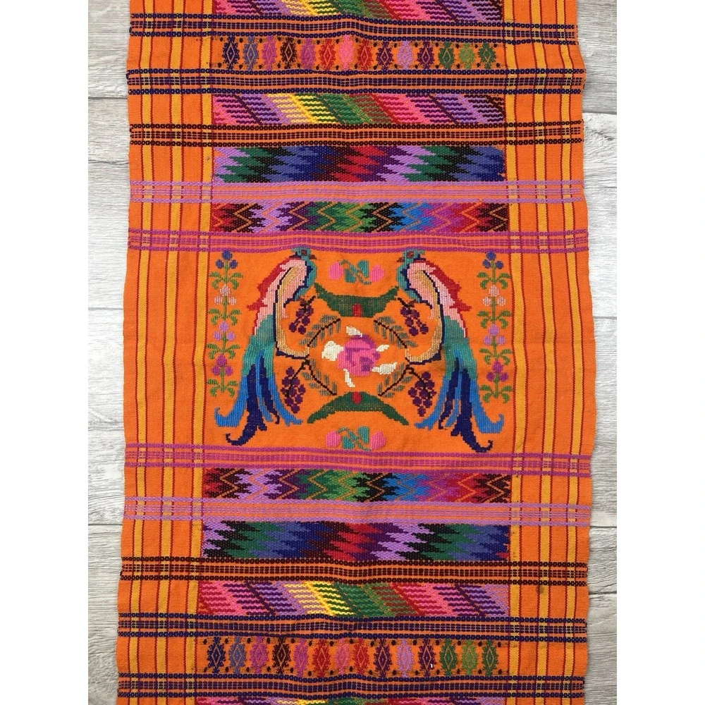 Vtg Guatemalan Table Runner Tapestry /Embroidered 42